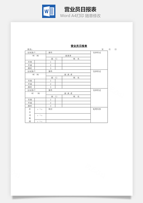 营业员日报表Word文档