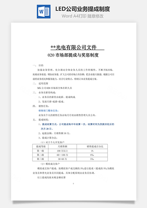 LED公司业务提成制度Word文档