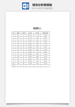 相关分析表一Word模板