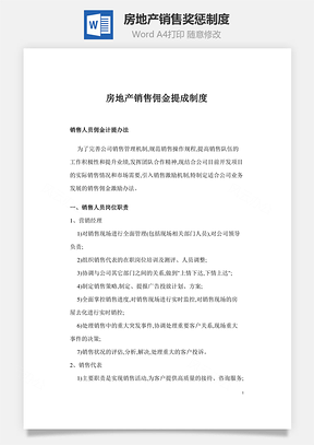 房地产销售奖惩制度Word文档