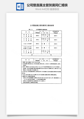 公司暨直属主管贺奠同仁婚丧Word模板
