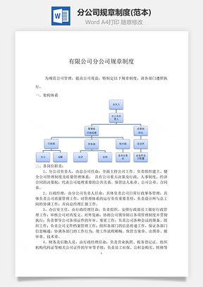 分公司规章制度Word模板