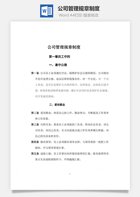 公司管理规章制度Word文档