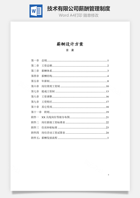 技术有限公司薪酬管理制度Word模板