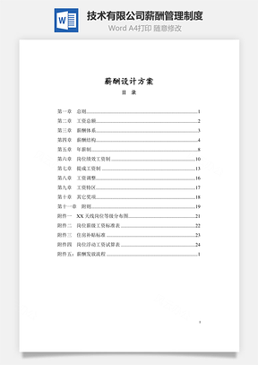 技术有限公司薪酬管理制度Word文档