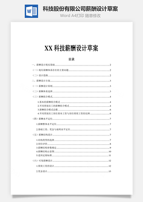 科技股份有限公司薪酬设计草案Word模板