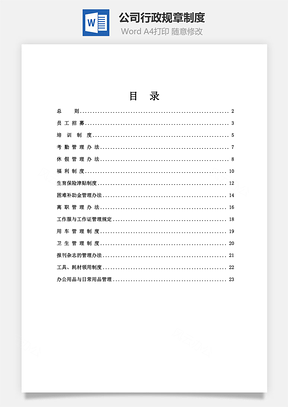 公司行政规章制度Word文档