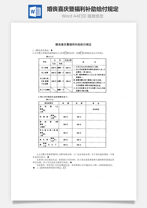 婚丧喜庆暨福利补助给付规定Word文档