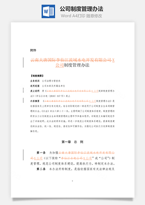 公司制度管理办法Word模板