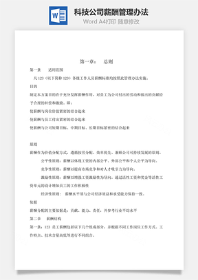 科技公司薪酬管理办法Word文档