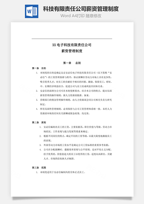 科技有限责任公司薪资管理制度Word文档