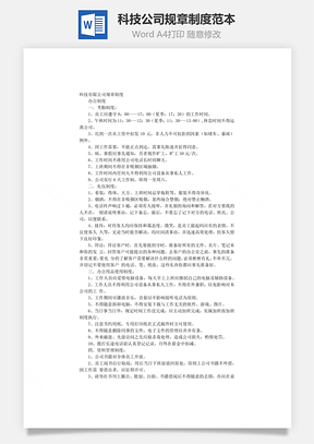 科技公司规章制度范本Word文档