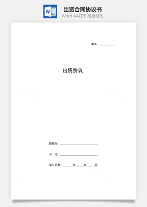 出资合同协议书范本详细版Word模板