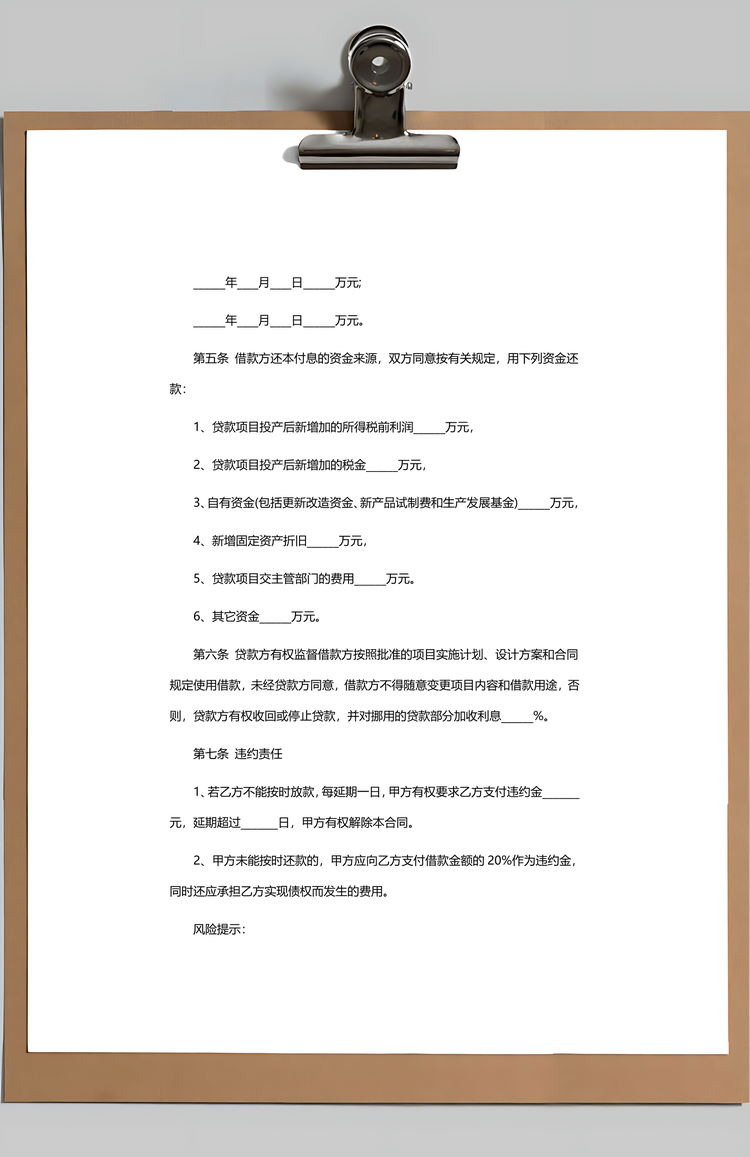 企业项目借贷合同Word模板