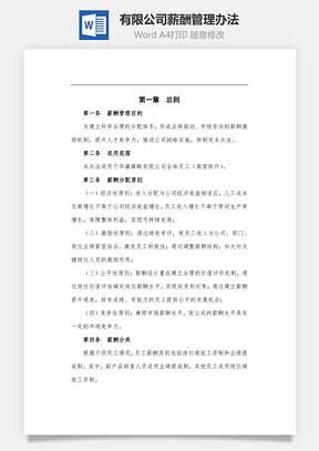 有限公司薪酬管理办法Word模板