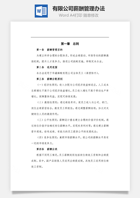 有限公司薪酬管理办法Word文档