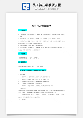 员工转正标准及流程Word文档