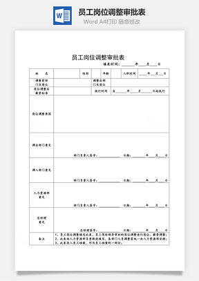 员工岗位调整审批表Word模板