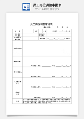 員工崗位調(diào)整審批表Word文檔