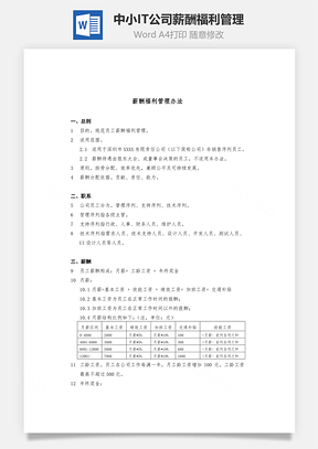 中小IT科技公司薪酬福利管理Word文档