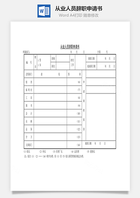 从业人员辞职申请书Word模板