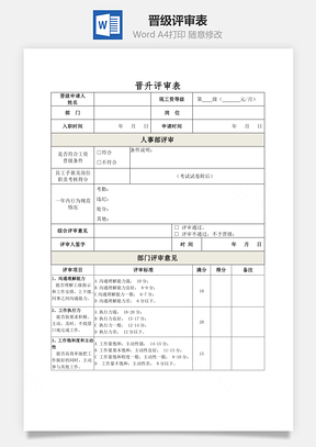 晋级评审表Word文档