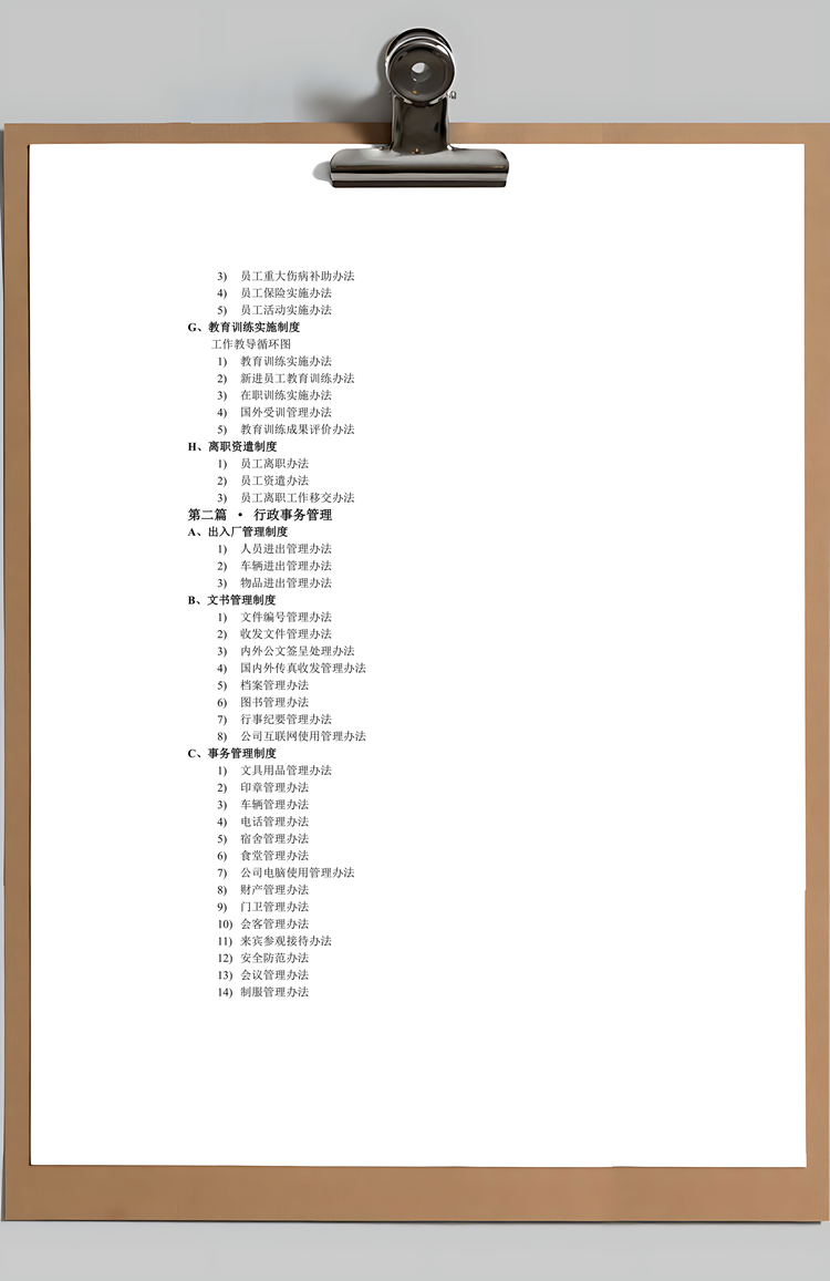 企业管理制度精选Word模板