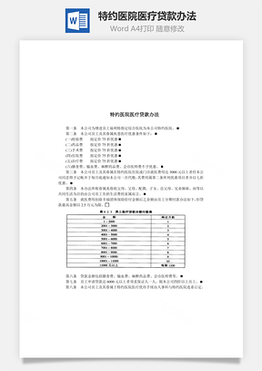 特约医院医疗贷款办法Word模板