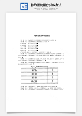 特约医院医疗贷款办法Word文档