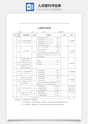 人员晋升评定表Word模板