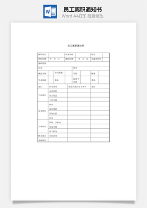 员工离职通知书Word文档