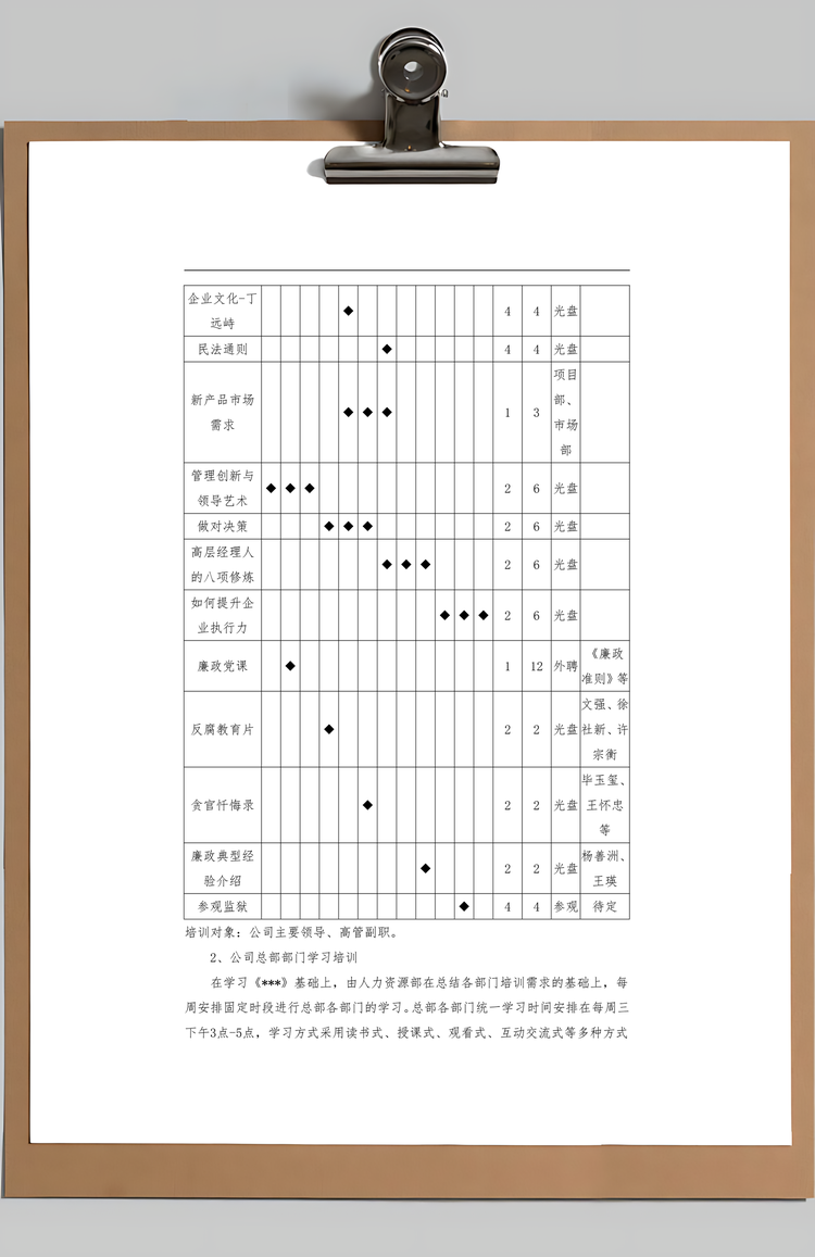 公司培训方案Word模板