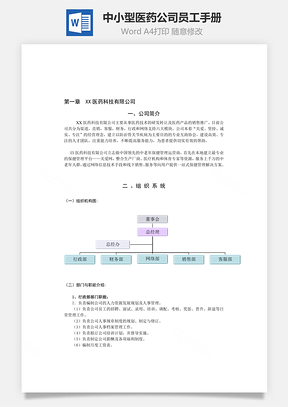 中小型医药公司员工手册范本Word模板