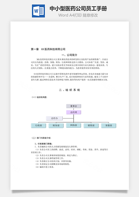 中小型医药公司员工手册范本Word文档