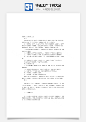 转正工作计划大全Word模板