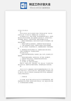 转正工作计划大全Word文档