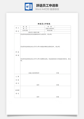 辞退员工申请表Word文档