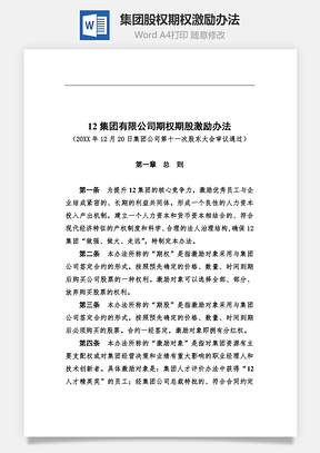 集团股权期权激励办法Word模板