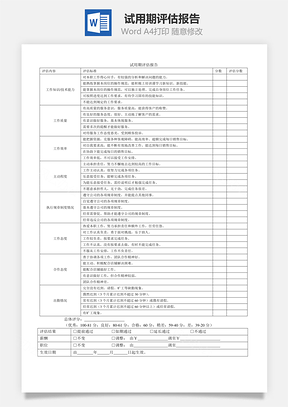 试用期评估报告Word模板
