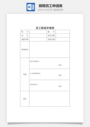 解聘员工申请表Word文档