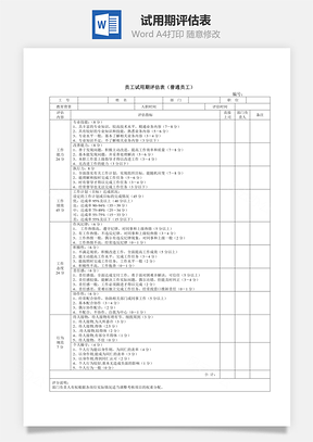 试用期评估表Word文档