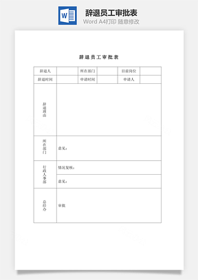 辞退员工审批表Word文档