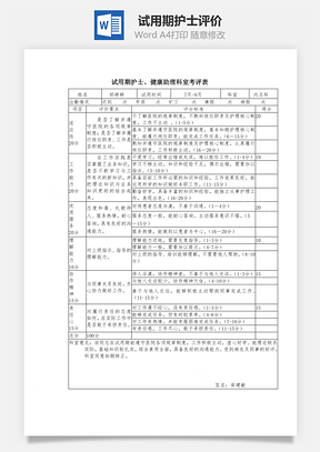 试用期护士评价Word模板