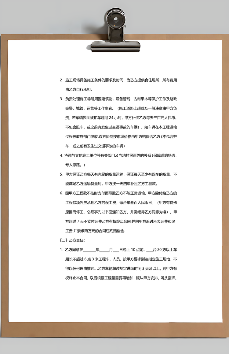 车队运输合同范本Word模板