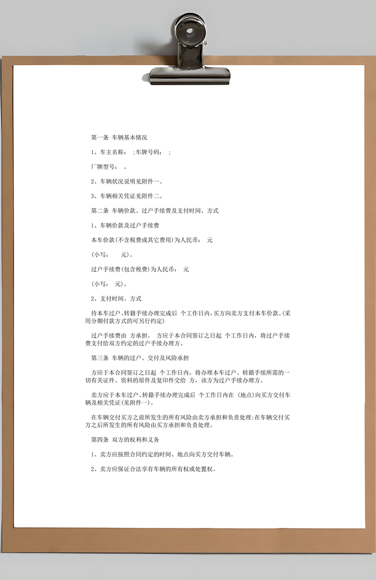 二手车买卖合同Word模板