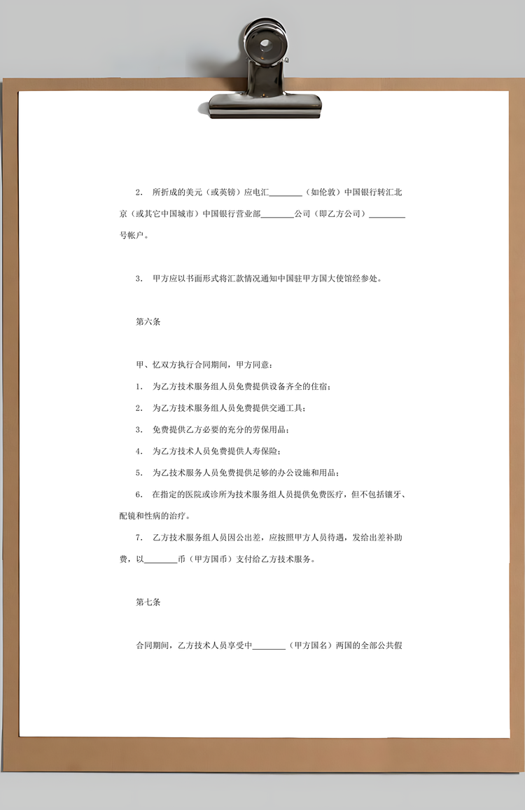 技术合同国际技术服务合同范本Word模板