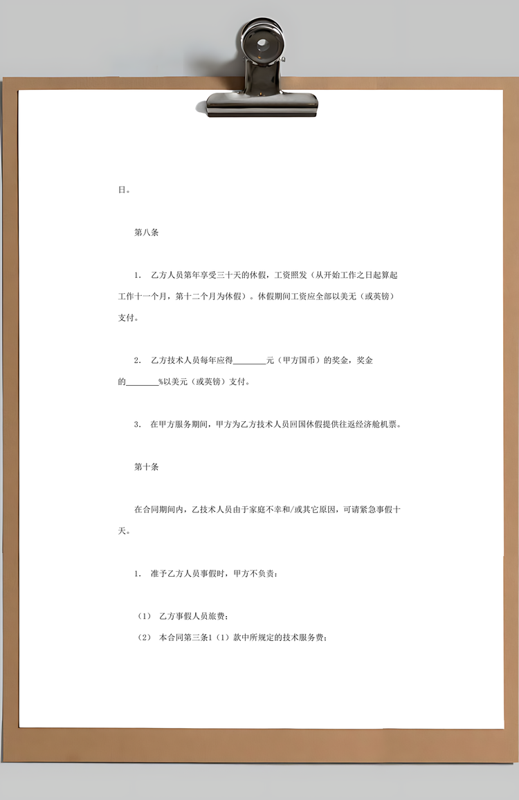 技术合同国际技术服务合同范本Word模板