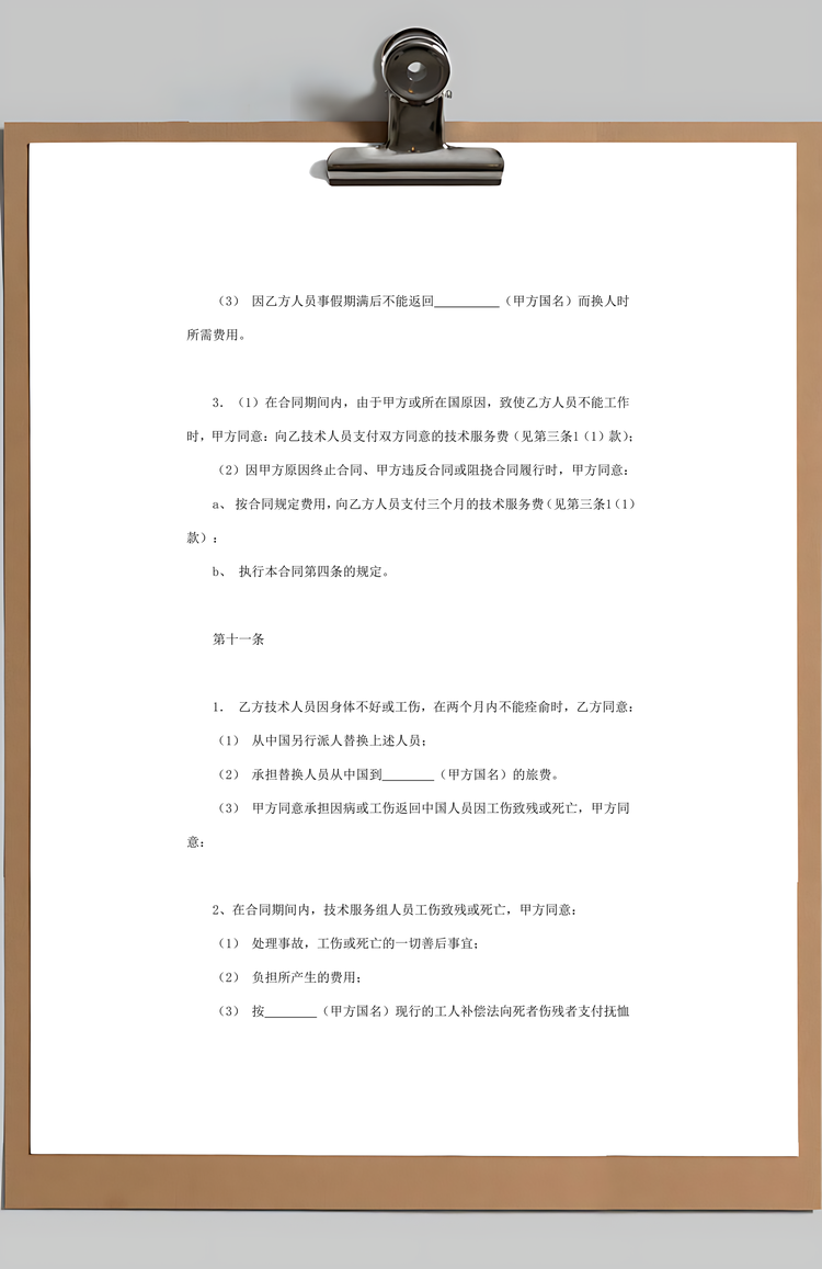 技术合同国际技术服务合同范本Word模板