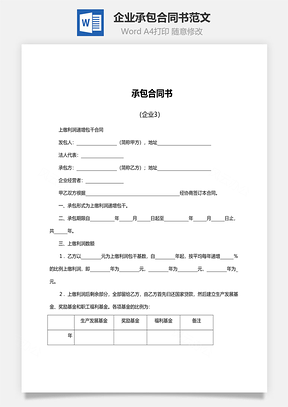 经营合同企业承包合同书范文Word模板