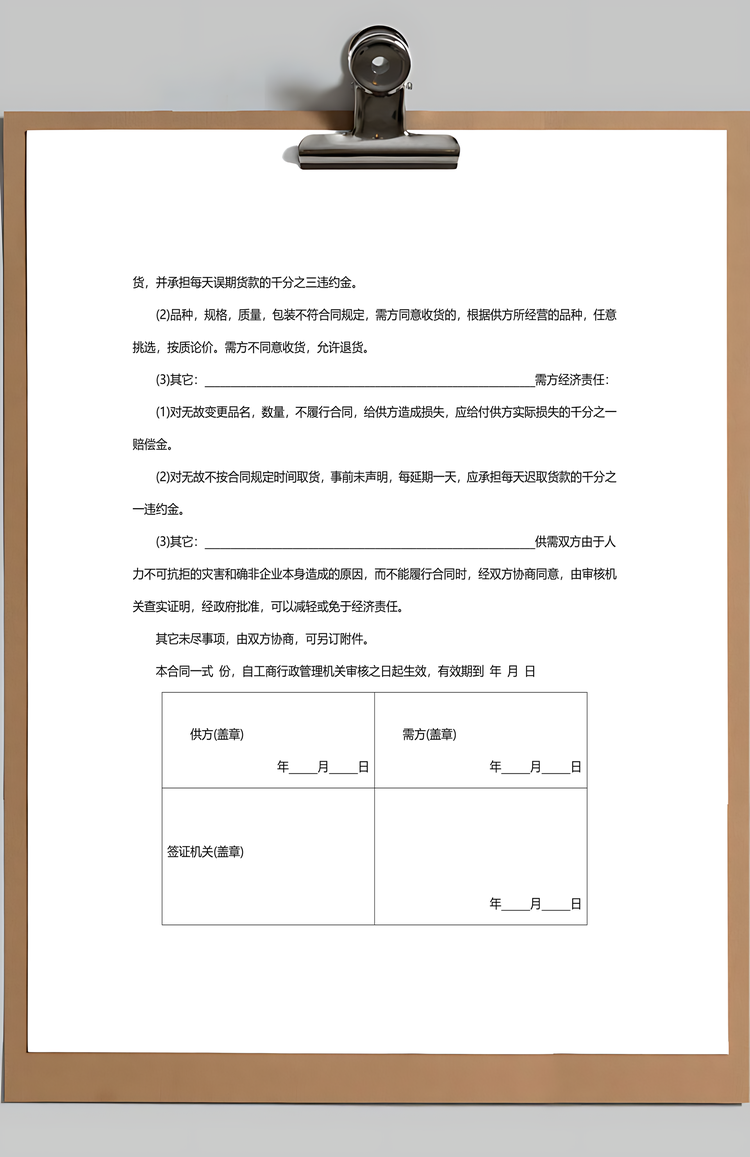 供应合同范文Word模板